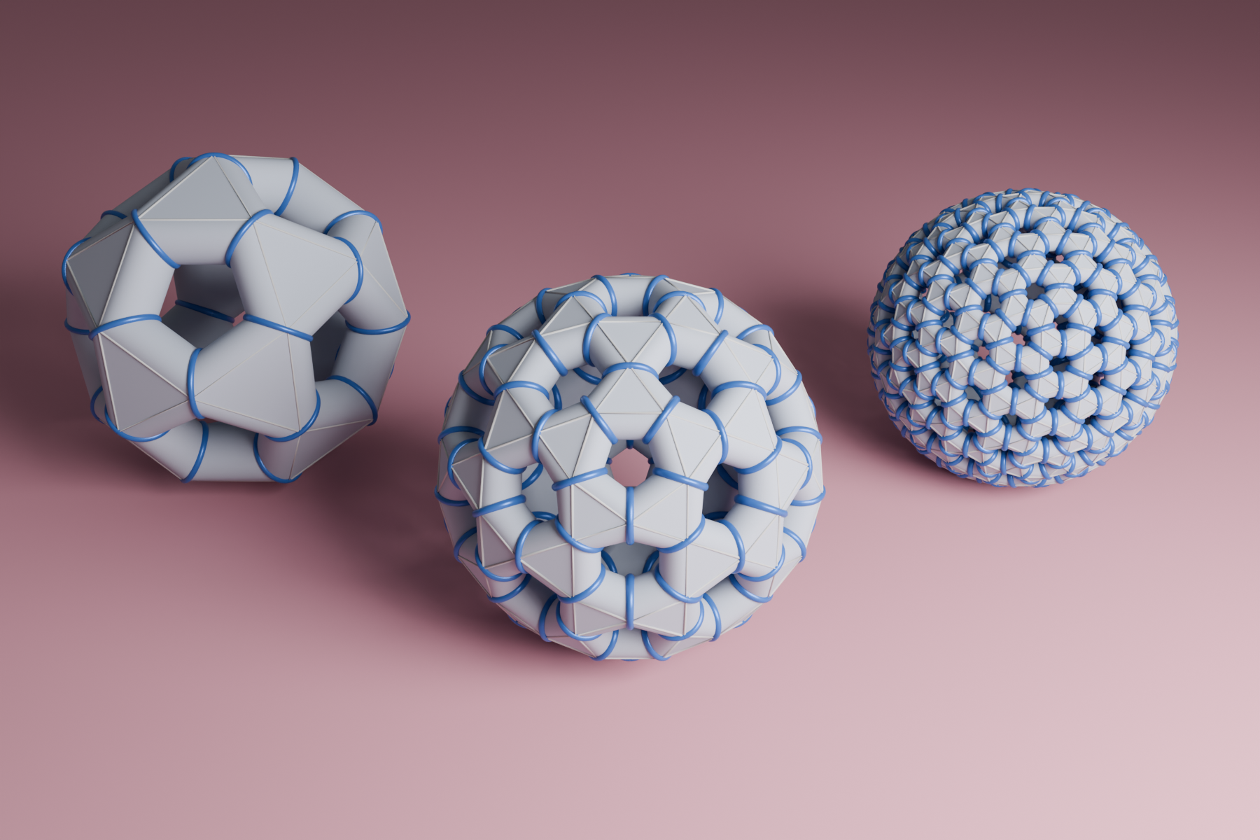 three icosphere-based meshes
