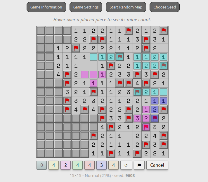 Tetris minesweeper game screenshot