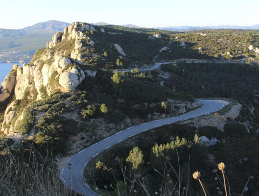 A winding coastal road near Cassis, France.